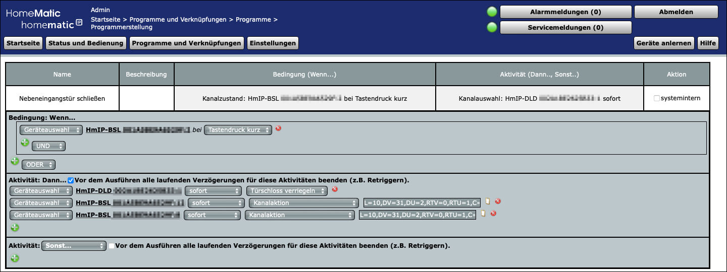 Bild 22: Ein ähnliches Programm erstellen Sie nun für das Schließen der Tür.