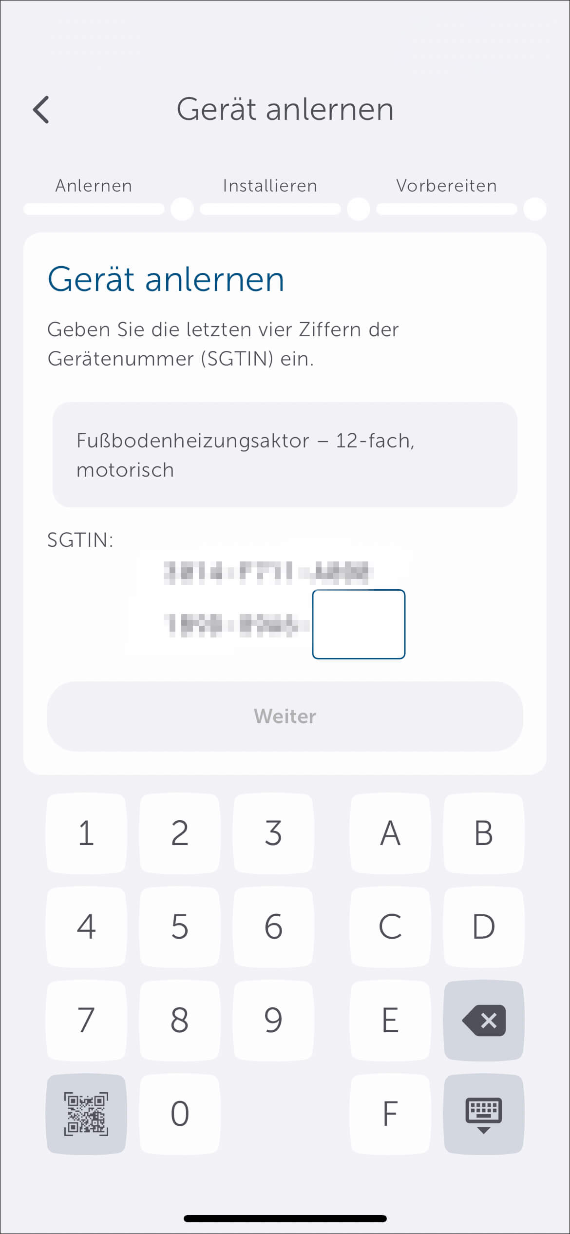 Bild 17: Das Gerät erscheint automatisch in der Homematic IP App. Zur Bestätigung geben Sie in der App die letzten vier Ziffern der Gerätenummer (SGTIN) ein.