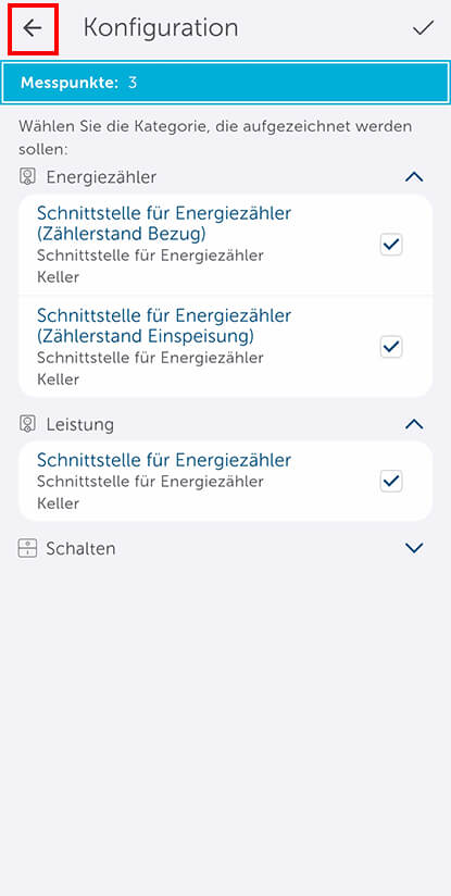 Bild 16: Mit dem Pfeil oben links wird dieses Menü wieder verlassen.